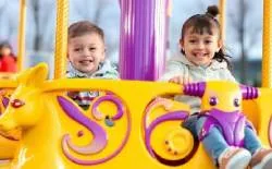 Kiddie carnival ride rental set up for a North Carolina family event