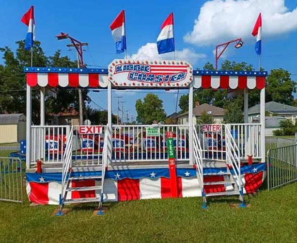 Kiddie roller coaster rental ready for young riders at a carnival