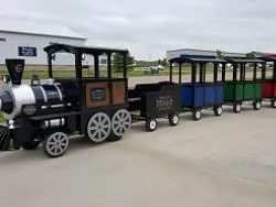 Trackless train rental ready to carry families around an event